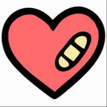 Heart with a band-aid, symbolizing trauma and mental health